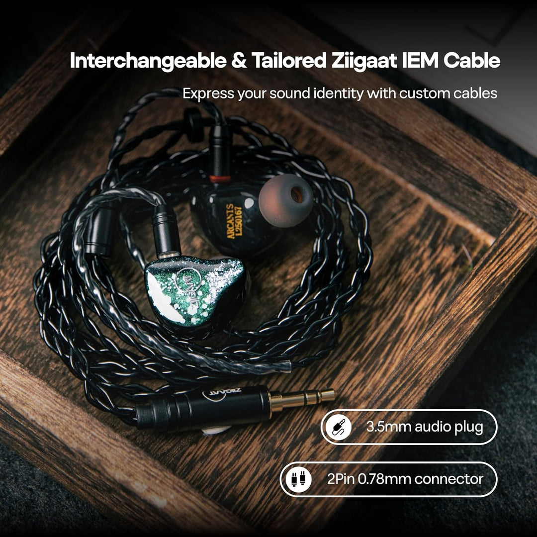 LINSOUL ZiiGaat Arcanis In-Ear-Monitor, Professioneller 2DD+5BA Hybrid IEM Earphone, Gaming -Ohrhöre