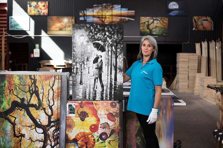 Startonight Leinwandbilder Schwarz und Weiss Kuss im Regen, Doppelansicht Überraschung Modernes Deko