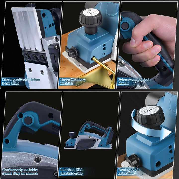 Akku-Hobel kompatibel mit Makita 18V-Akku (82mm, ohne Akku/ohne Ladegerät), 20.000 U/min, Bürstenlos