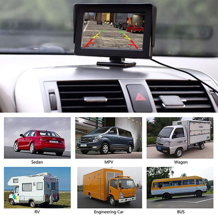 Rückfahrkamera Auto Rückansicht mit Nachtsicht 12 LED Wasserdicht Rückfahrsystem + 4.3" LCD Auto Mon