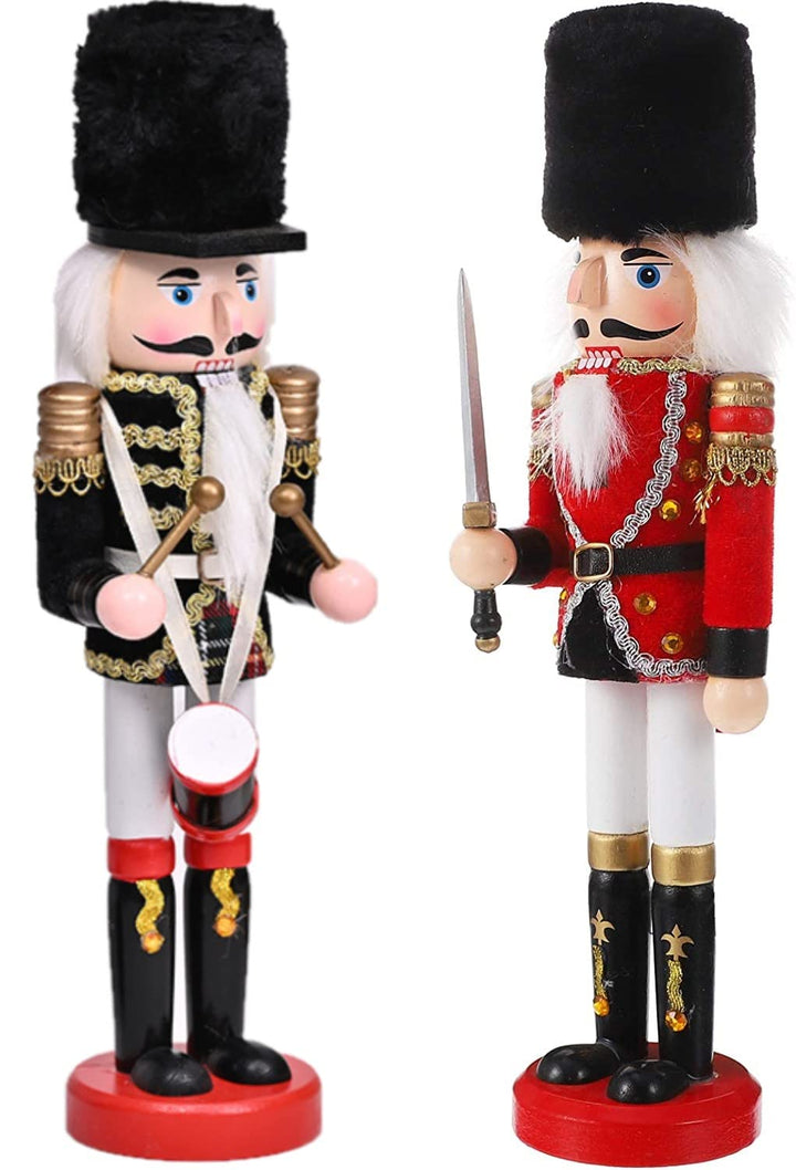 KAHEIGN 2Pcs Nussknacker Figuren Holz Nussknacker Soldaten, 30cm Traditionelle Weihnachten Nussknack