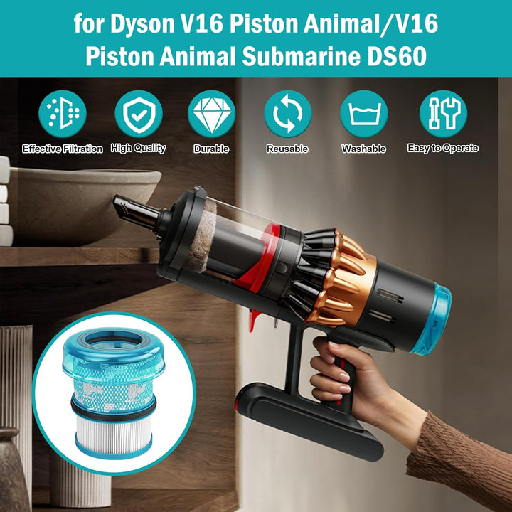 Waschbare Ersatzfilter für Dyson V16 Piston Animal/V16 Piston Animal Submarine DS60 Nass-Trockensaug
