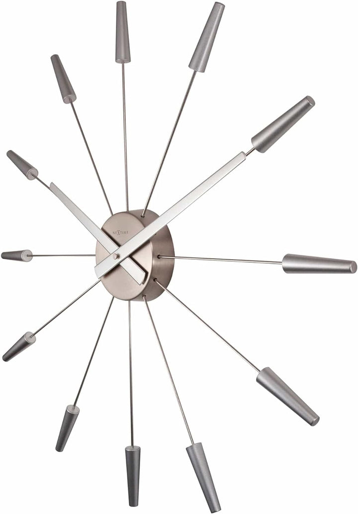 Nextime 2610zi Wanduhren, Metall und Kunststoff, Silberfarben, Ø 58 cm