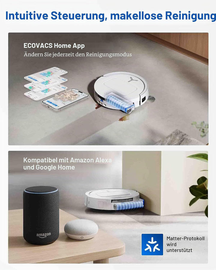 ECOVACS DEEBOT T80 OMNI Saugroboter mit Wischfunktion, 18.000 Pa, OZMO ROLLER Wischwalze mit kontinu