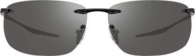 Revo Sonnenbrille Descend Z: Polarisierte randlose Gläser mit Bügeln aus Edelstahl, Rahmen in Satins