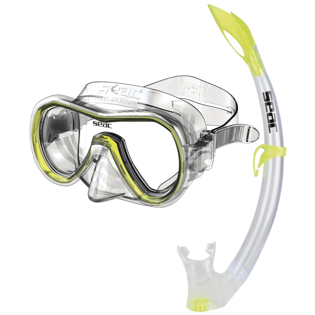 Seac Unisex Jugend Set Giglio MD Valve Schnorchelset mit Maske und Schnorchel mit Wasserausblasventi