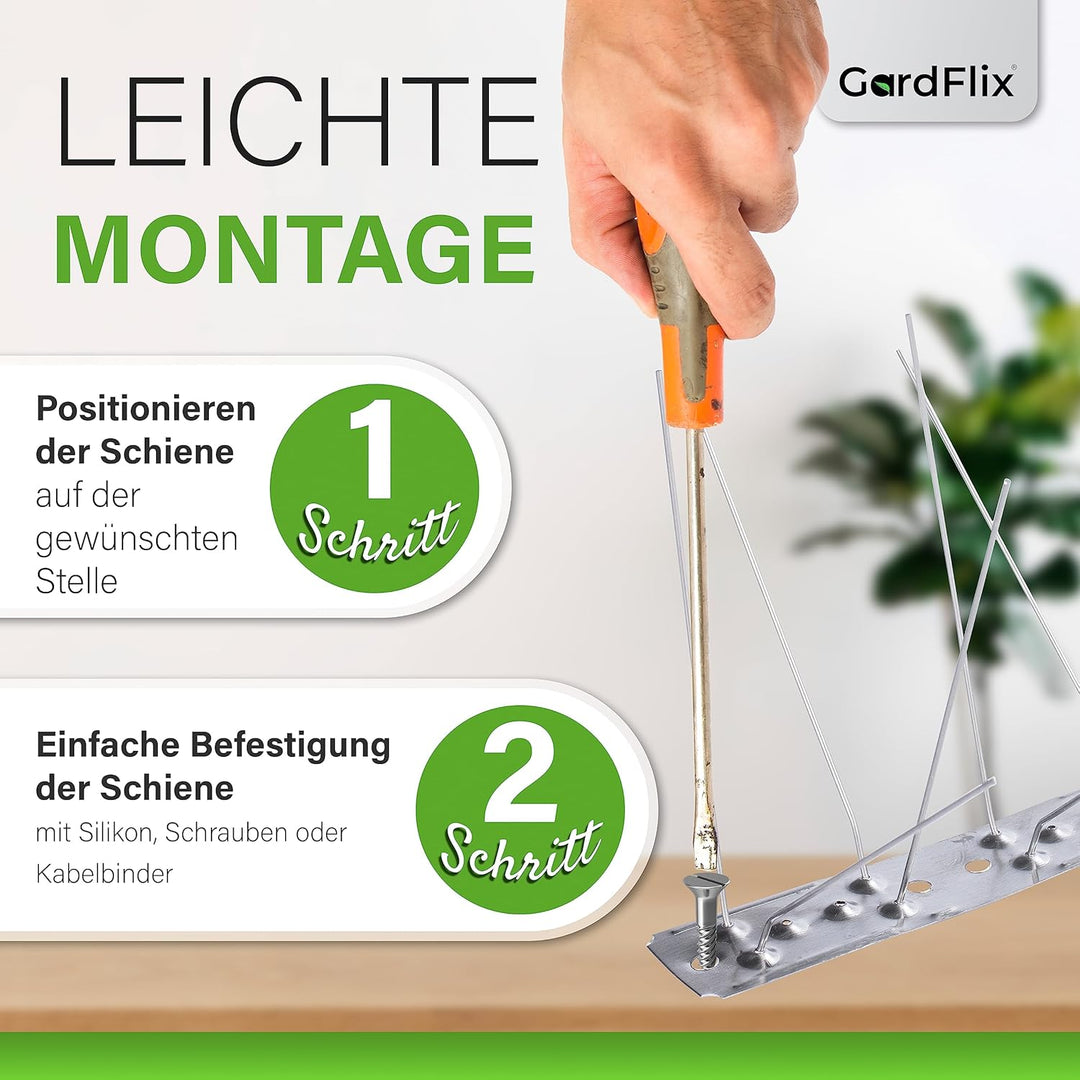 Gardflix® Taubenabwehr Spikes Taubenschreck 9m & 6m | Edelstahl Vogelschreck für Balkon und Fenster