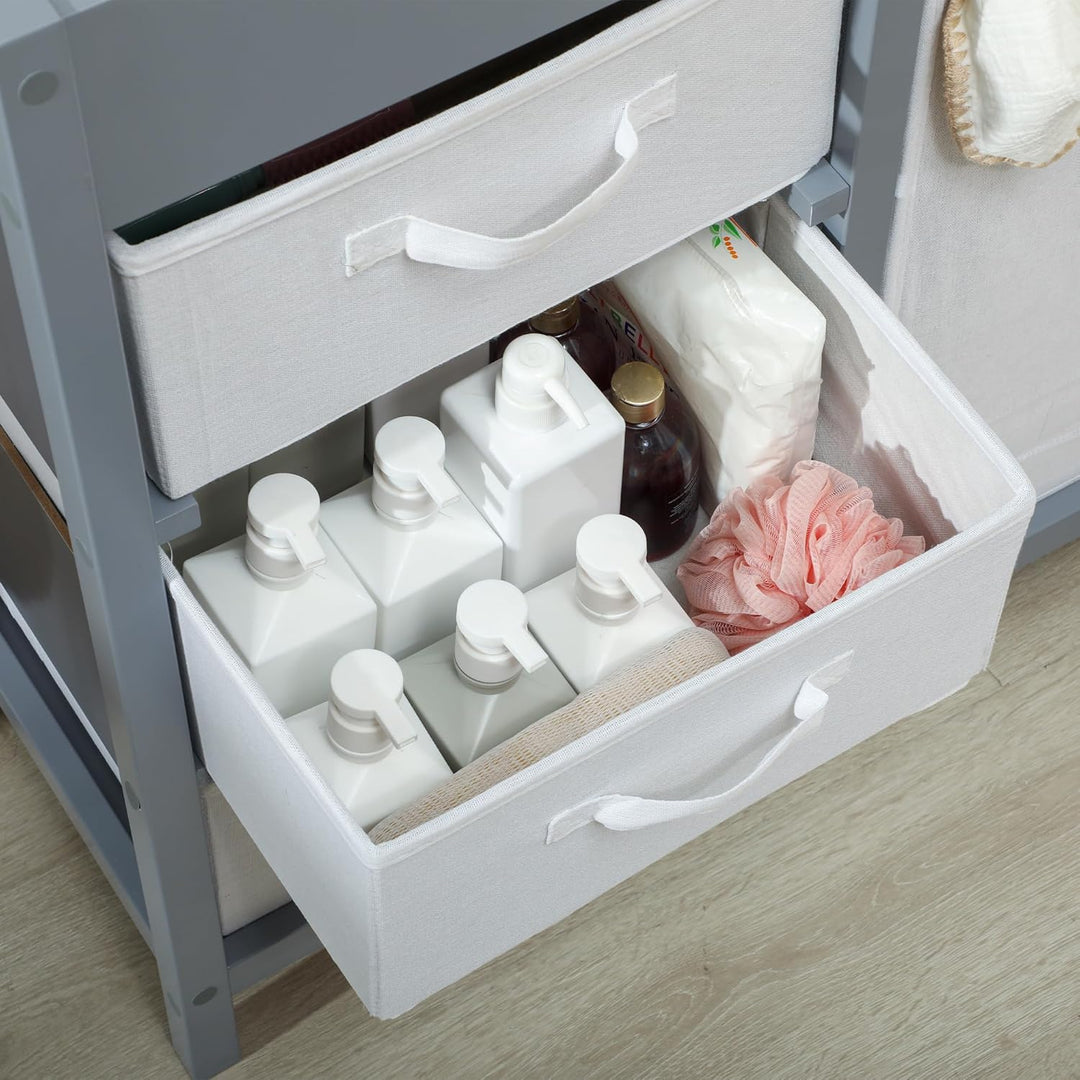 AIYAPLAY Wickeltisch mit 4 Schubladen, Wickelkommode für 0-12 Monate (max. 11kg), mit Matte, Säuglin
