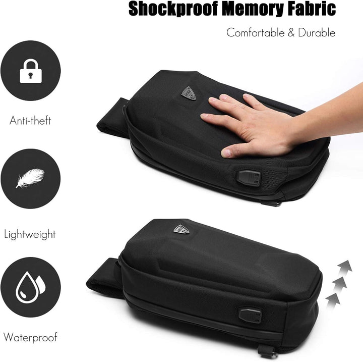 FANDARE Diebstahlsicherung Brusttasche Sling Rucksack Casual Daypacks mit USB für Herren Damen Schul