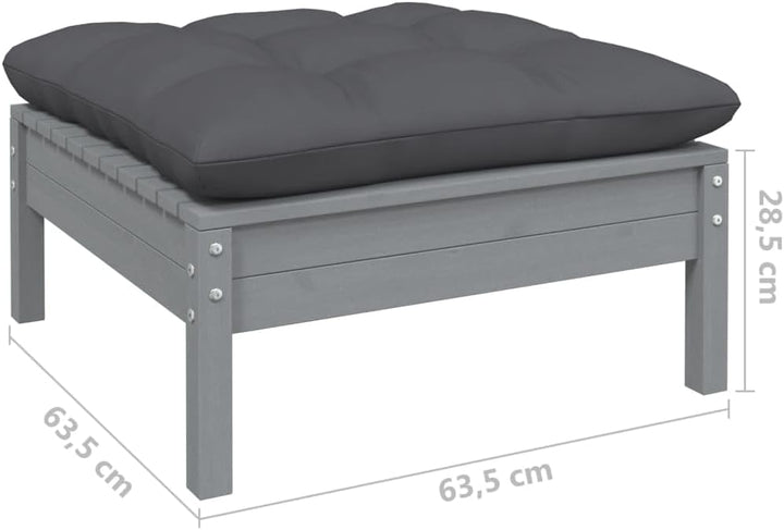 vidaXL 2-Sitzer-Gartensofa mit Kissen Grau Massivholz Kiefer