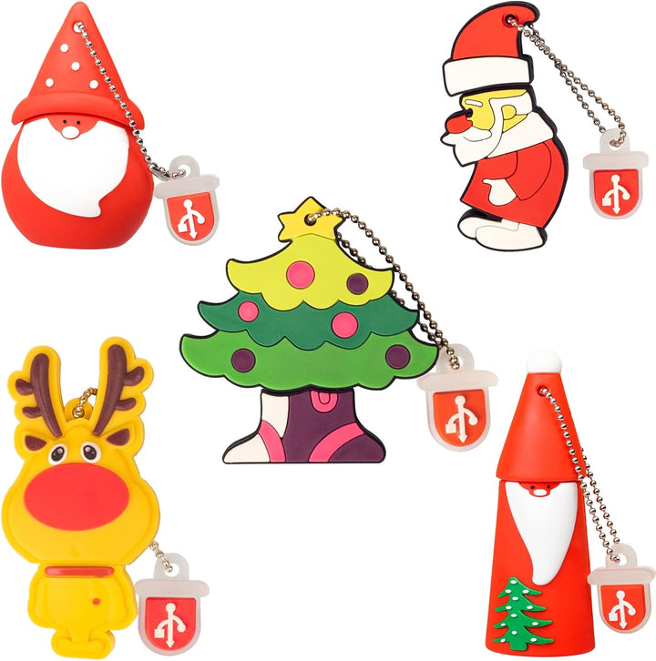 LEIZHAN USB-Stick 5 Stück 16GB Speicherstick Der Weihnachtsmann Elch Niedlichen Weihnachtsserie Gesc