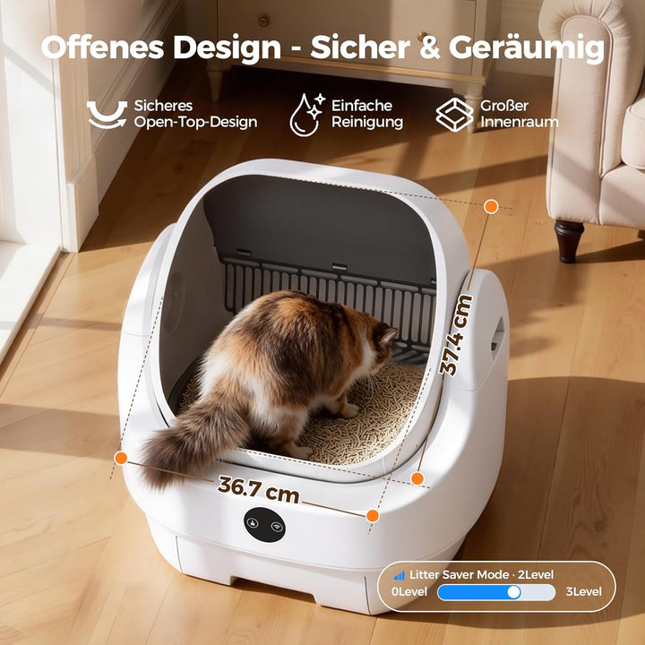Katzenklo Selbstreinigend Offen, Ellenpent Elektrische Katzentoilette für Grosse Katzen mit Geruchsk