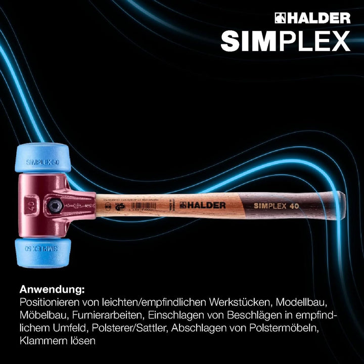 SIMPLEX-Schonhammer, TPE-soft; mit Tempergussgehäuse und hochwertigem Holzstiel | D=50 mm | 3001.051