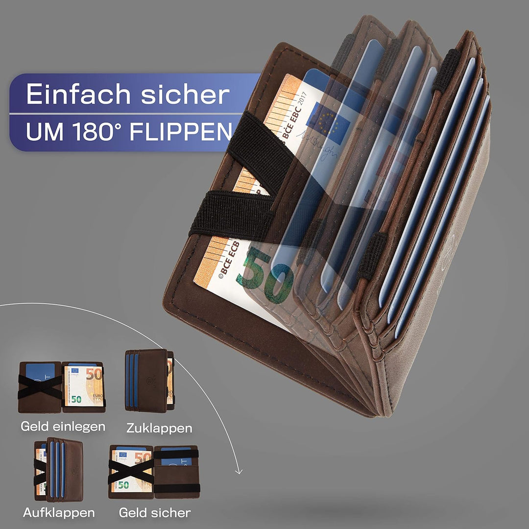 WEST® - Magic Wallet mit Münzfach + Geschenkverpackung - magische Geldbörse kompakt & klein - Trick