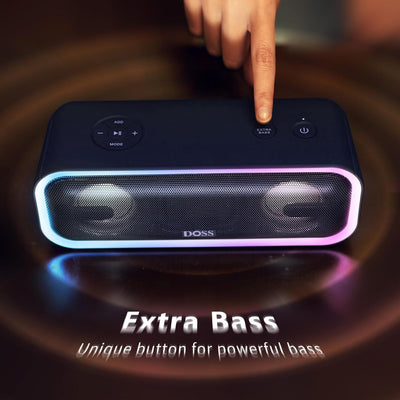 DOSS SoundBox Pro+ Bluetooth Lautsprecher mit IPX6 Wasserdicht, 24W Dualen Bass-Treibern, Stereo-Pai