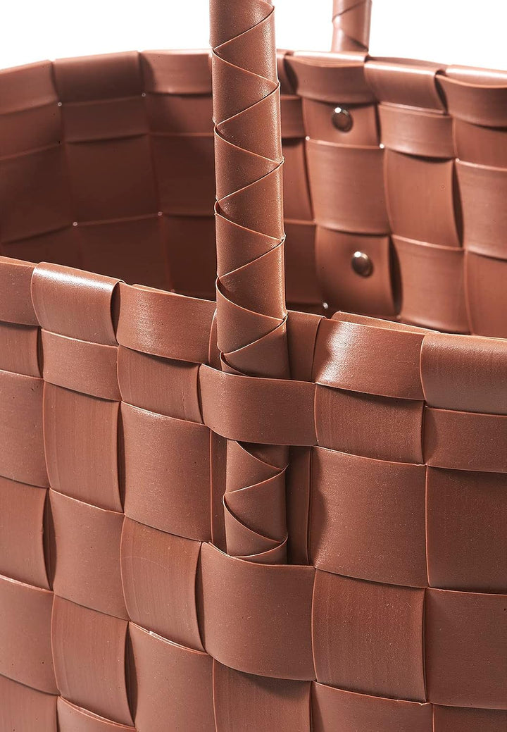 Koblo Tasche Einkaufskorb geflochten Kunststoff Shopper - Toffee XXL - braun