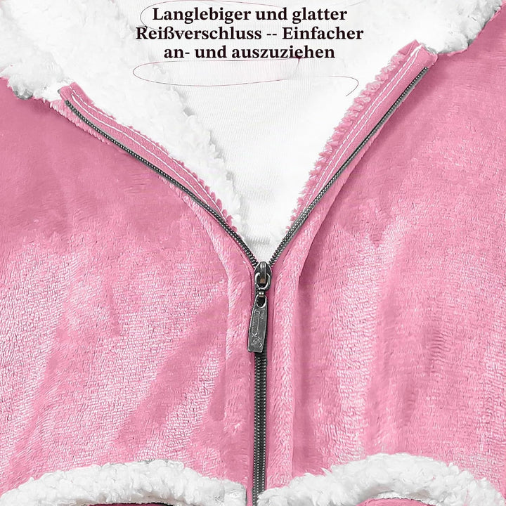 FEELJAM Decke mit Ärmeln und Kapuze, Kuscheldecke Hoodiedecken mit Reissverschluss und Taschen 120 R