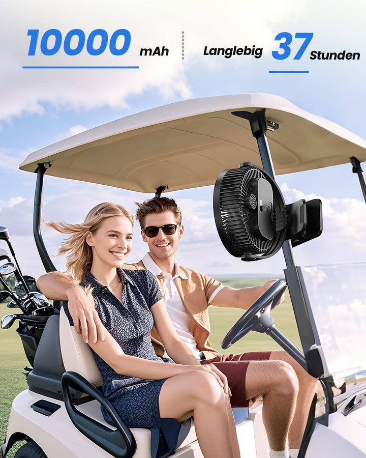EasyAcc Ventilator mit Clip, 10000mAh USB-Ventilator, 3-in-1-Tischventilator mit 5 Geschwindigkeiten
