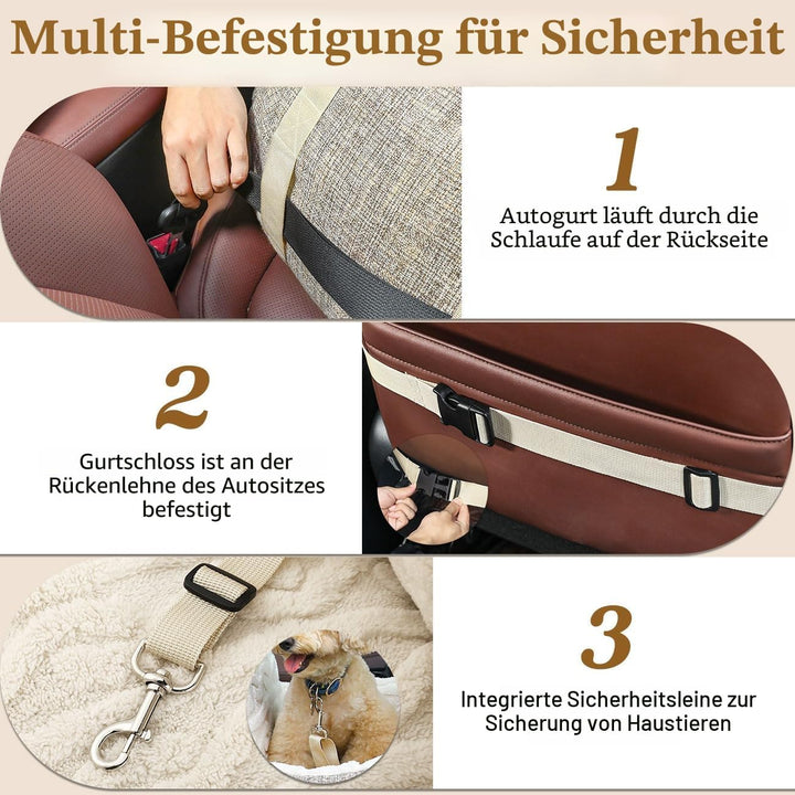 Pawaboo Hunde Autositz für kleine Hunde, Klein Hundesitz mit Fest Schnalle und Sicherheitsgurt, Verd