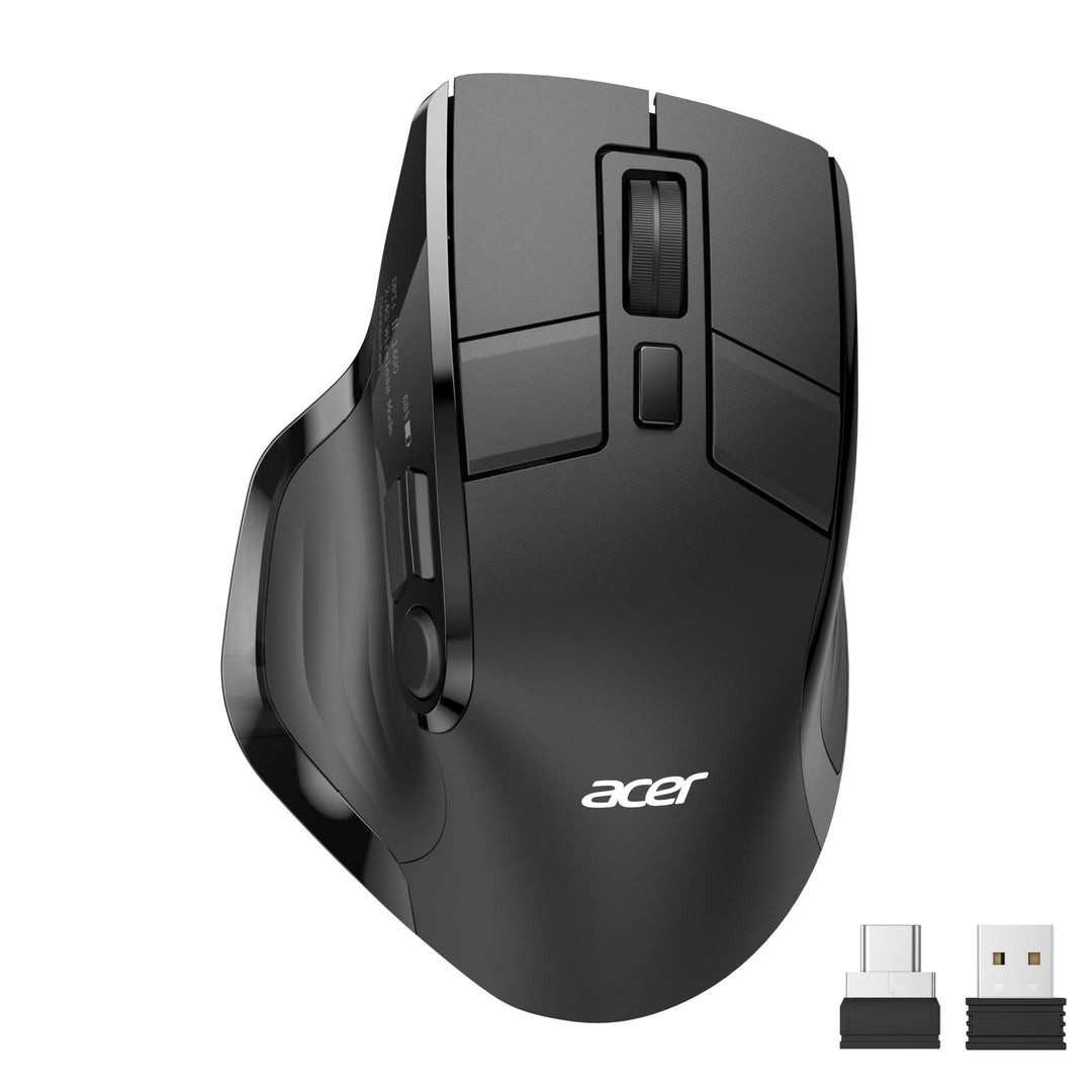 acer Maus Kabellos Tri-Mode, Bluetooth Maus 4000 DPI für 4 Geräte (2,4 G+BT 5.2+Kabel), Ergonomische