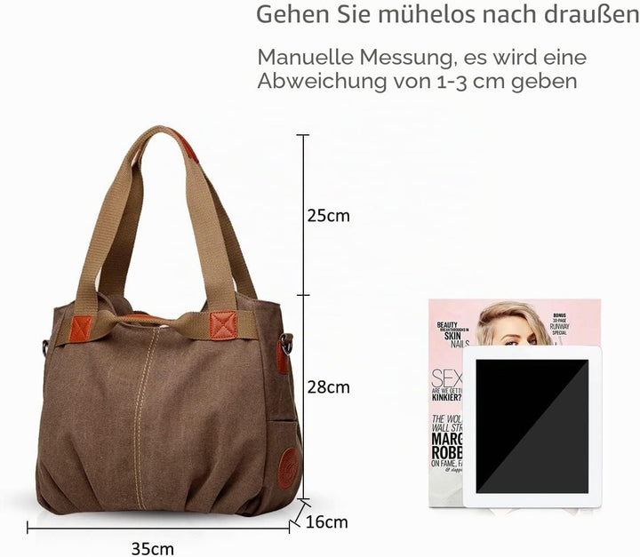 NICOLE &amp; DORIS Canvas Tasche Damen Tragetaschen für Damen Schultertaschen Umhängetasche Leinwand Han