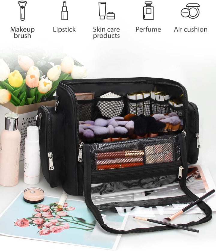 Extra Grosse Kosmetikkoffer, Tragbare Kosmetiktasche mit Grosser Kapazität Für Die Reise Schwarzb XL