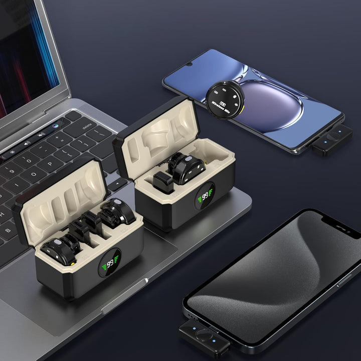 Mini Lavalier Wireless Mikrofon, Kabellose Bluetooth Ansteckmikrofon für iPhone/Android/PC Handy Wir