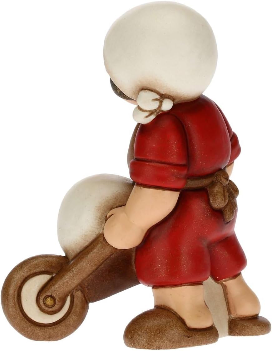 THUN - Figur Krippe Herren mit Schubkarre - Weihnachtsdekoration Haus - Linie Krippe, rote Variante