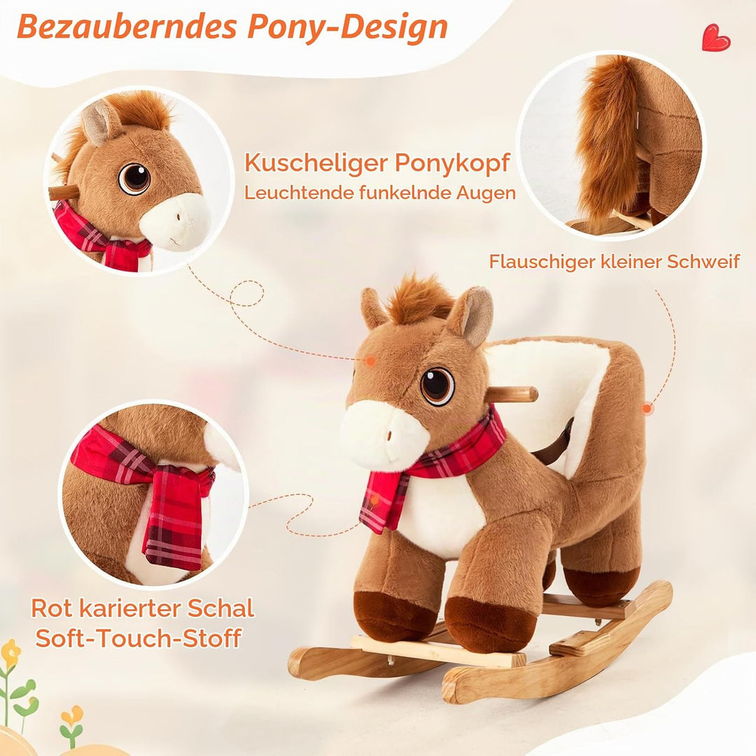 FUNLIO Pony Schaukelpferd für Kleinkinder von 6 Monaten bis 3 Jahren, niedliches Baby-Schaukelpferd