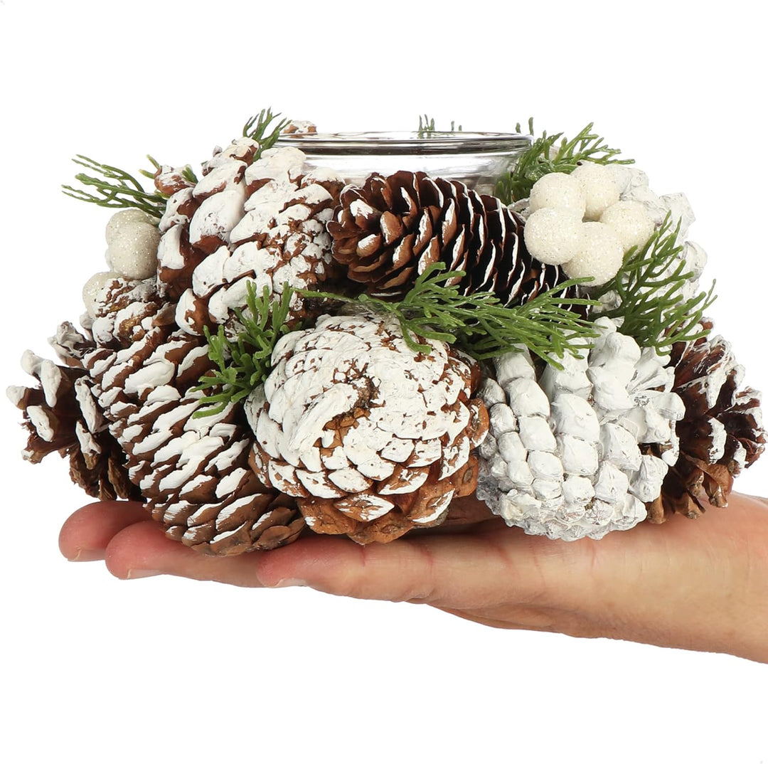 COM-FOUR® Teelichthalter - dekorativer Kerzenständer für Weihnachten und Herbst - Kerzenhalter mit n