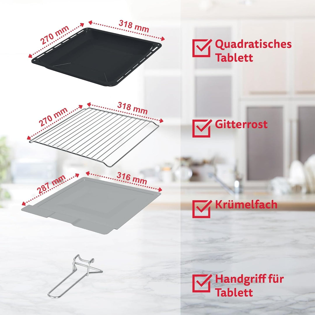ICQN Minibackofen 20L, Pizza-Backofen, Ober-/Unterhitze mit Umluft-Funktion, 5 Grill-Funktion, 90 Mi