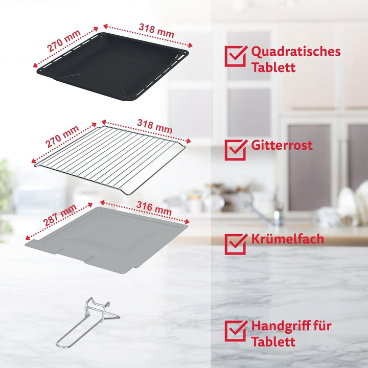 ICQN Minibackofen 20L, Pizza-Backofen, Ober-/Unterhitze mit Umluft-Funktion, 5 Grill-Funktion, 90 Mi