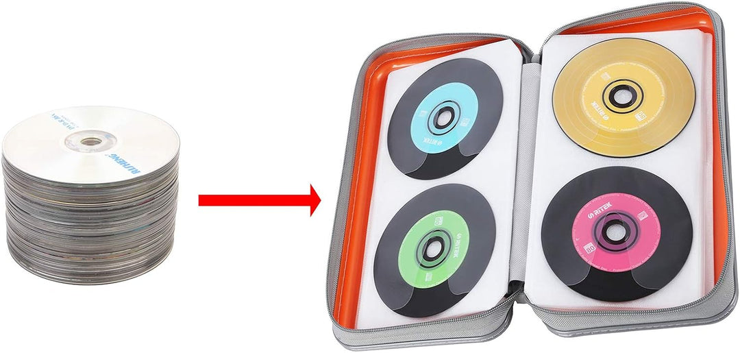 UENTIP CD-Hülle mit 48 Kapazitäten, tragbare DVD-Hülle aus Hartplastik, CD-Organizer, Brieftasche, s