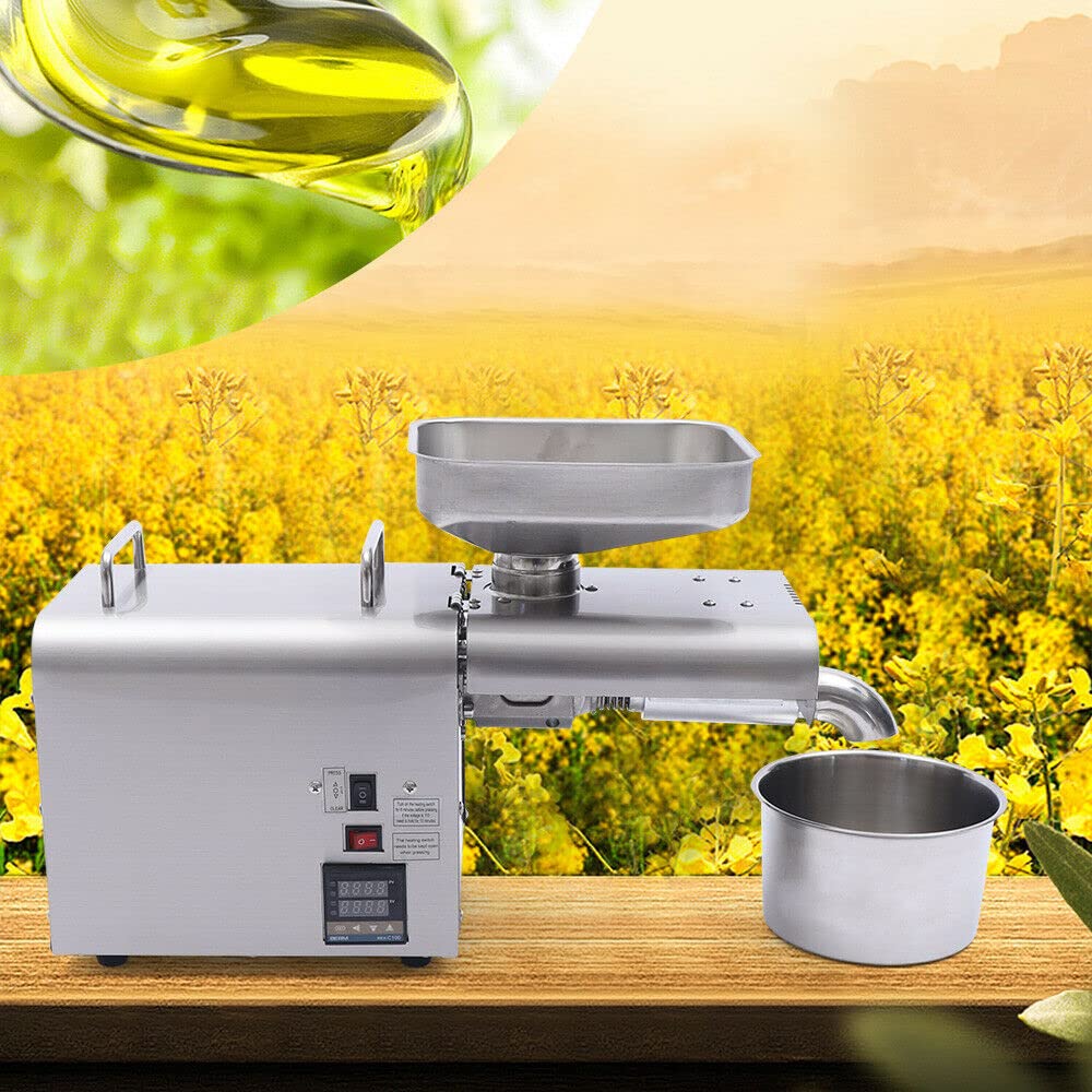 Elektrische Ölpresse, 1500W Automatische Ölmühle Heisser Kalter Ölpressen Maschine Edelstahl Extrakt