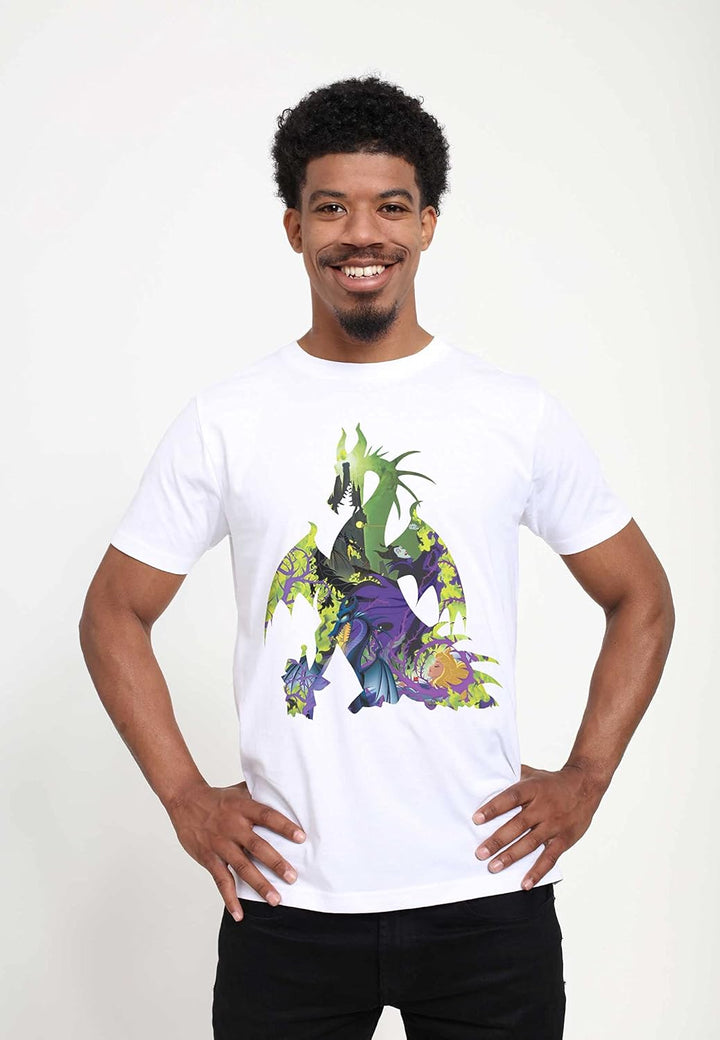 Disney Unisex Sleeping Beauty - Dragon Form Organic Short Sleeve T-Shirt T-Shirt XL Weiss, XL Wei&amp;