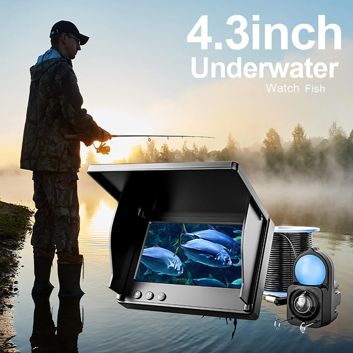 Tragbare Unterwasser-Angelkamera mit 4,3'' Bildschirm, Infrarot-Nachtsicht, wasserdichtem Fischfinde