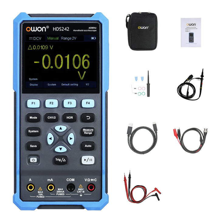 OWON HDS242 Handheld Digital Oszilloskop Multimeter 2CH USB TypC 40MHz 3.5 LCD Prüfen Meter, HDS242