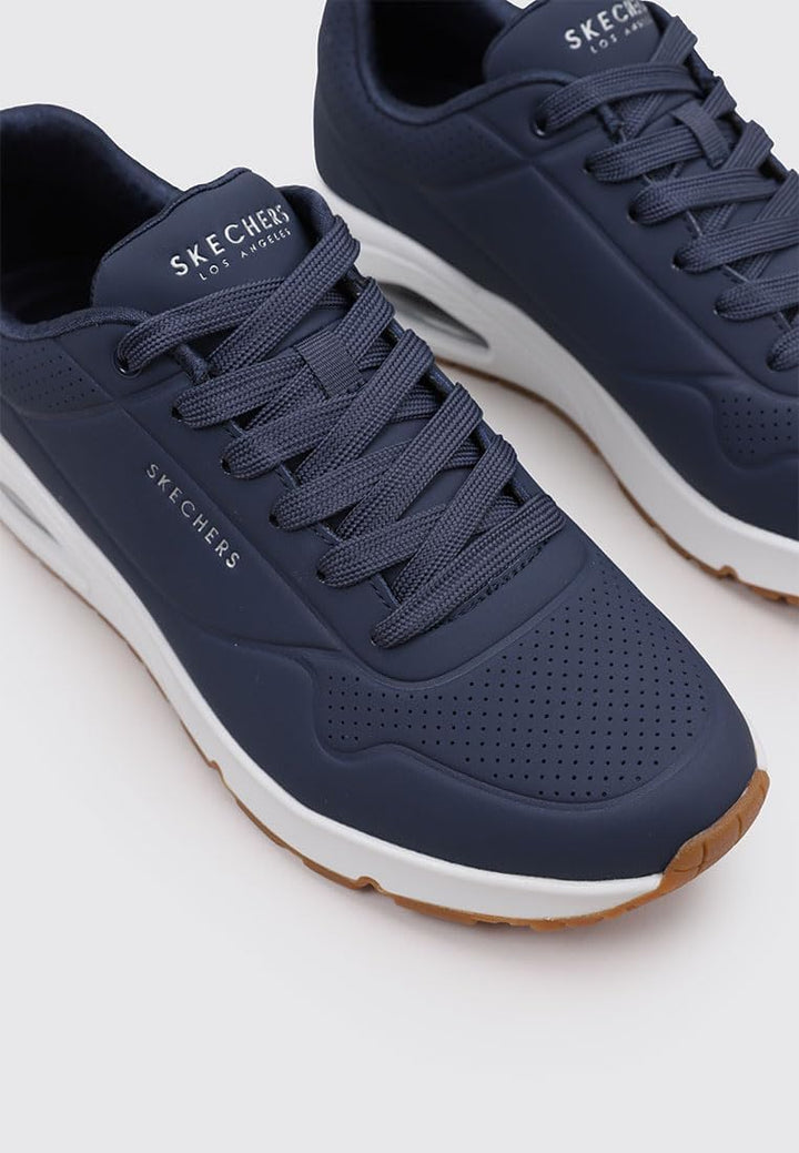 Skechers Damen Uno Stand On Air Sneaker 44 EU Navy Durabuck Trim, 44 EU Navy Durabuck Trim