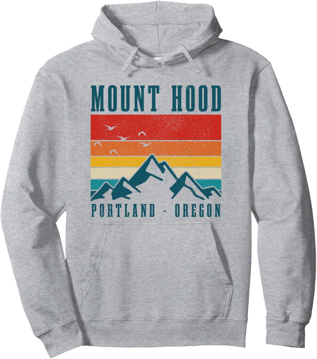 Mount Hood Portland Oregon Vintage Mountains PNW Wandern Pullover Hoodie