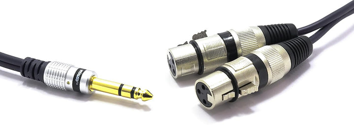 VITALCO 2x XLR Buchse auf Stereo Klinke Kabel 3m Mikrofonkabel 3 Polig Weiblich auf 6,3 TRS Klinkens