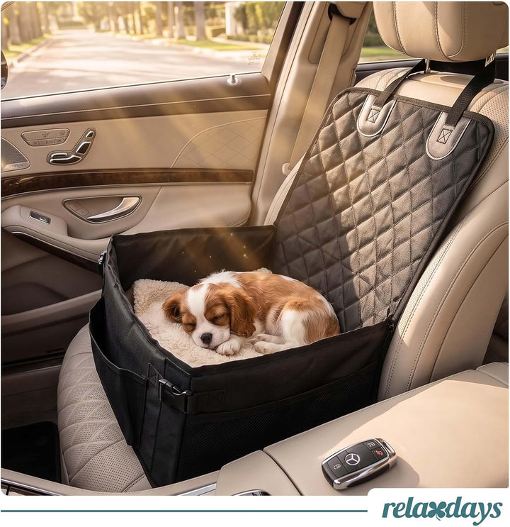 Relaxdays Hundeautositz, kleine Hunde bis 8 kg, faltbar, Hundebett Auto, stabil, HBT: 25x43x43 cm, A