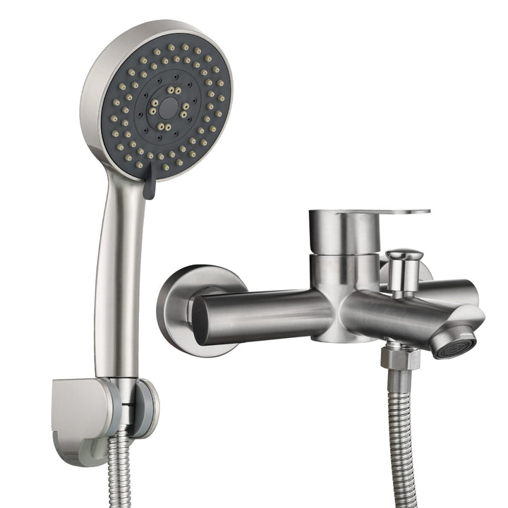 Tecmolog Aufputz Einhebel Wannenmischer-Dusche Set Edelstahl Badewannenarmatur mit Handbrause und Du