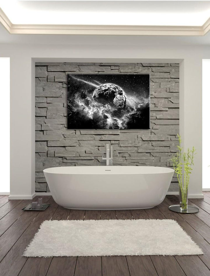 Monocrome, Planet Erde, Format: 100x70 auf Leinwand, XXL riesige Bilder fertig gerahmt mit Keilrahme