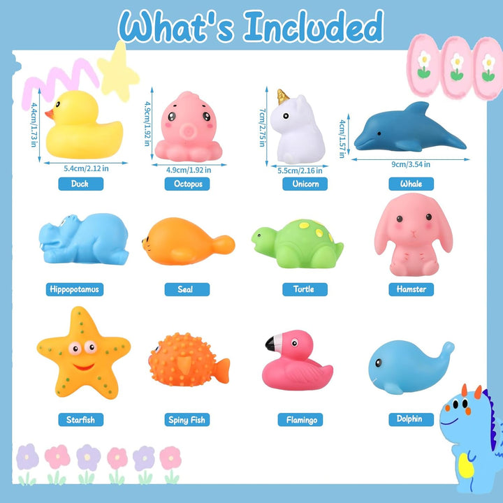 Leuchtendes Badespielzeug für Babys, 12er Pack Sensory Toys, Farbwechsel Badewannenspielzeug für 1-3