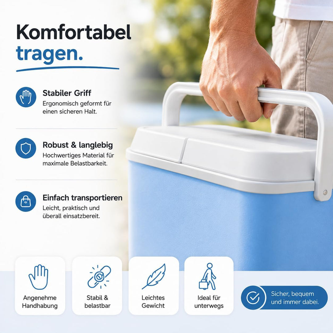 Kühlbox 15 Liter mit mobilen Kühlakku/Kühlelement für extra Lange Kühlung - Kühltasche/Thermobox Bla