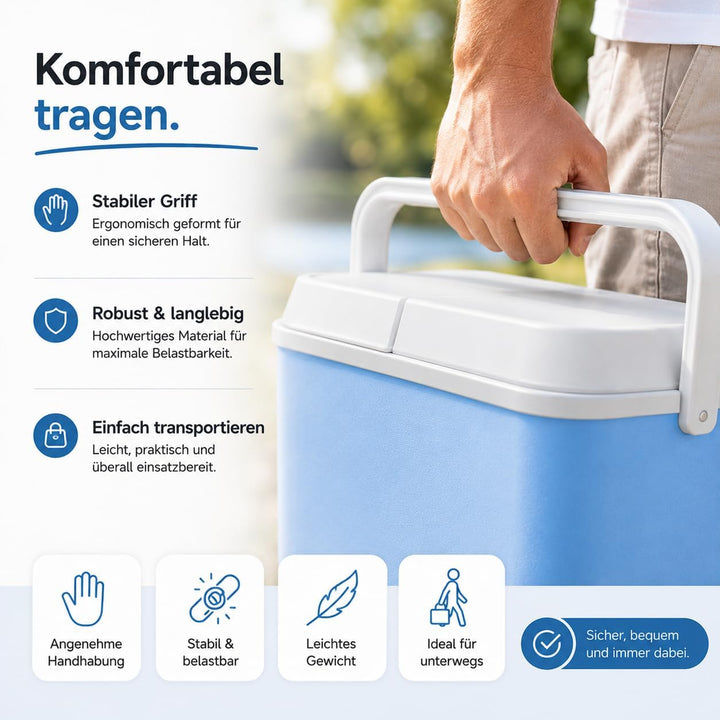 Kühlbox 15 Liter mit mobilen Kühlakku/Kühlelement für extra Lange Kühlung - Kühltasche/Thermobox Bla