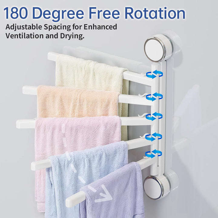 Handtuchhalter ohne Bohren, Handtuchstange Saugnapf, Badetuchhalter 180° Schwenkbar, Towel Holder 5