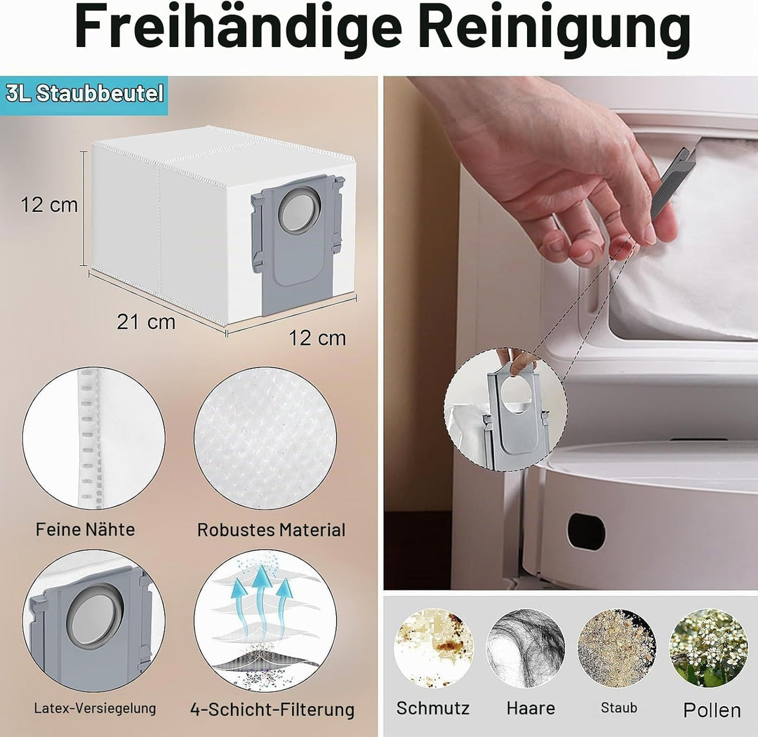 RUKHOOL Zubehör für Roborock Q Revo Zubehörset Saugroboter Ersatzteile mit 4 * Staubbeutel 4 * Mopp