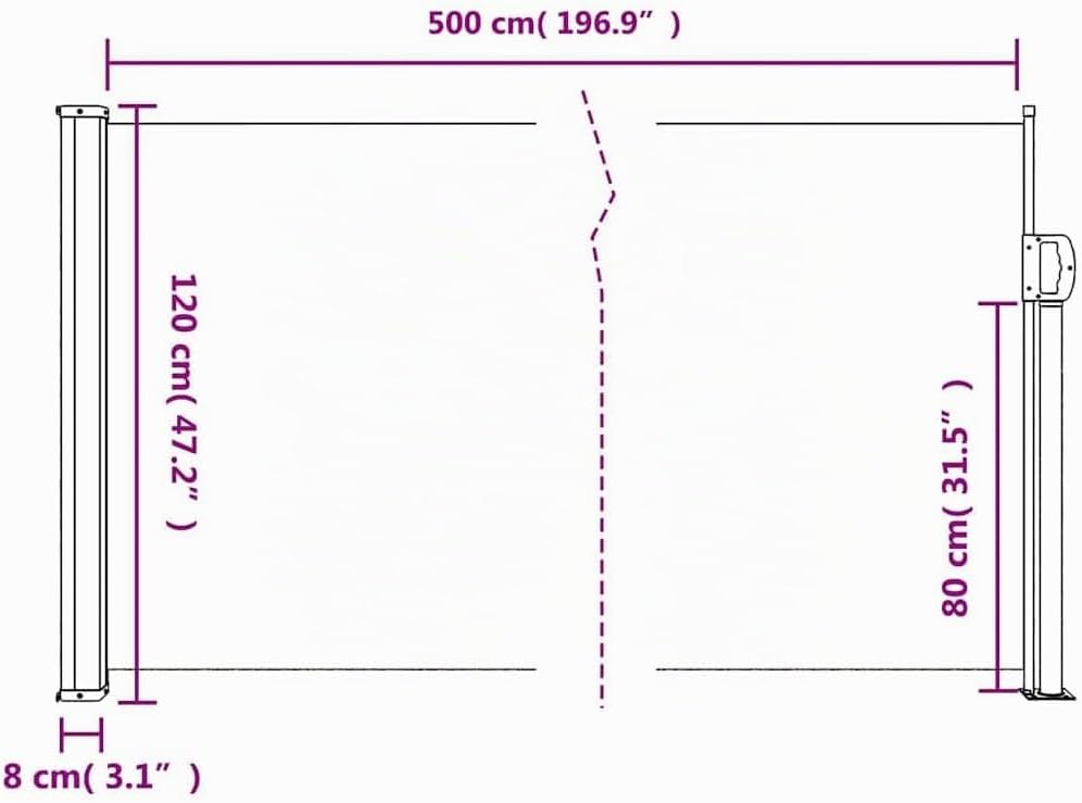 vidaXL Ausziehbare Seitenmarkise Anthrazit 120x500 cm 120 x 500 cm Anthrazit, 120 x 500 cm Anthrazit