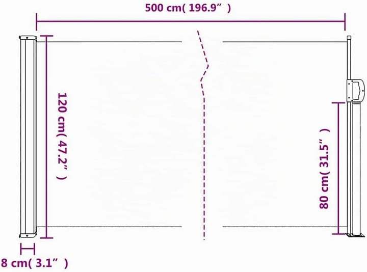 vidaXL Ausziehbare Seitenmarkise Anthrazit 120x500 cm 120 x 500 cm Anthrazit, 120 x 500 cm Anthrazit